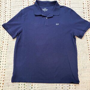 Vineyard Vines Navy Blue 100% Cotton Pique Heritage Polo Short Sleeve Sz Medium